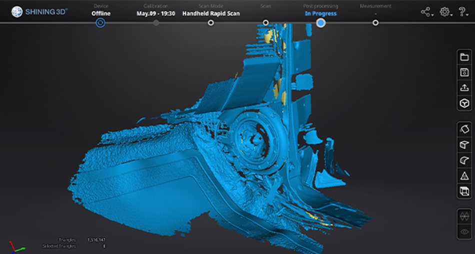 Scanning data of the footwell with the new speaker