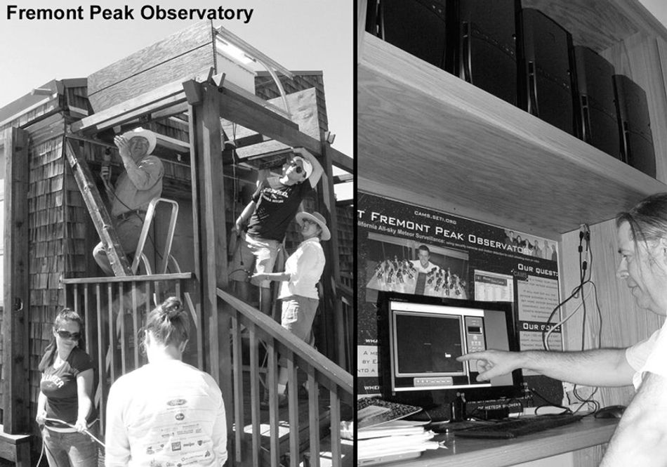 Photographs of the CAMS observation station being installed and operated at the Fremont Peak Observatory, from Jenniskens et al.