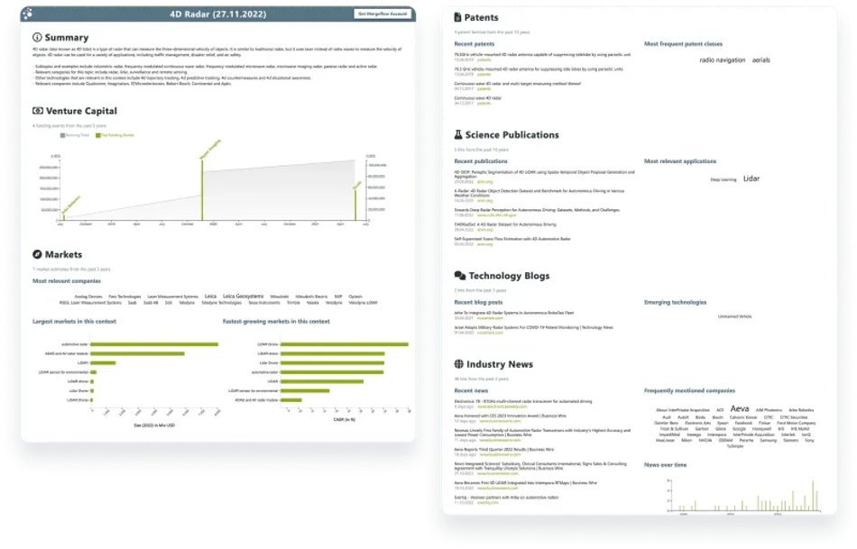 Interactive report on 4D radar or 4D LiDAR, generated with Mergeflow.
