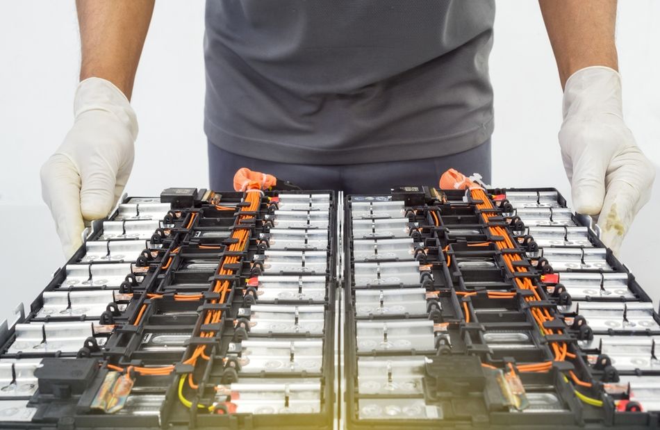 inside an electric vehicle battery pack shop at a VinFast factory in Haiphong, Vietnam on Saturday, Dec. 25, 2021.