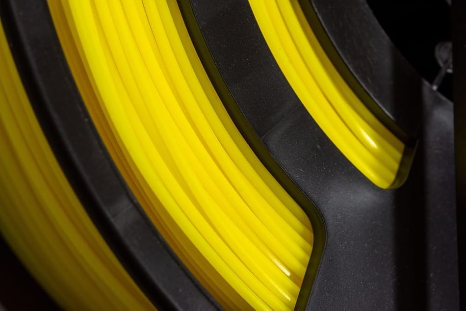 Yellow spool filament close-up
