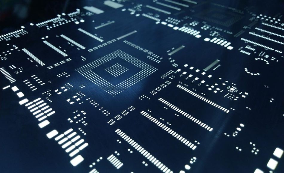 Laser cut stainless steel stencil for solder paste application of PCB