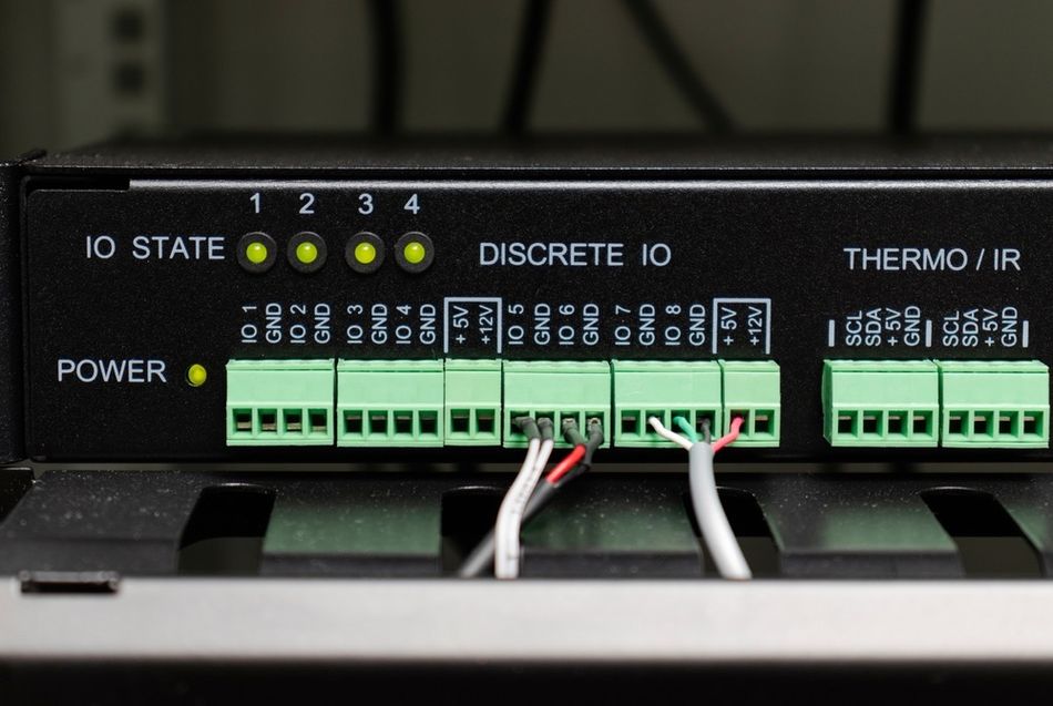 View of analog IO modules of device for monitoring and control