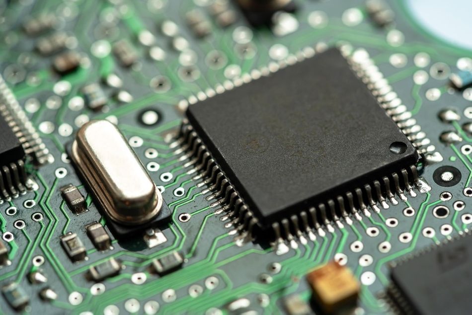 microcontroller chip on a generic modern desktop