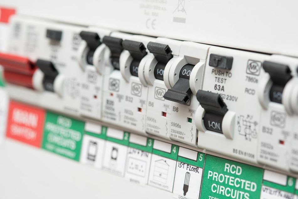 RCD circuit breaker board with many switches
