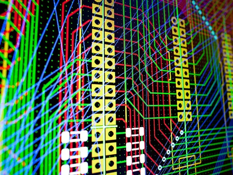 Pcb electric circuit on the pc screen