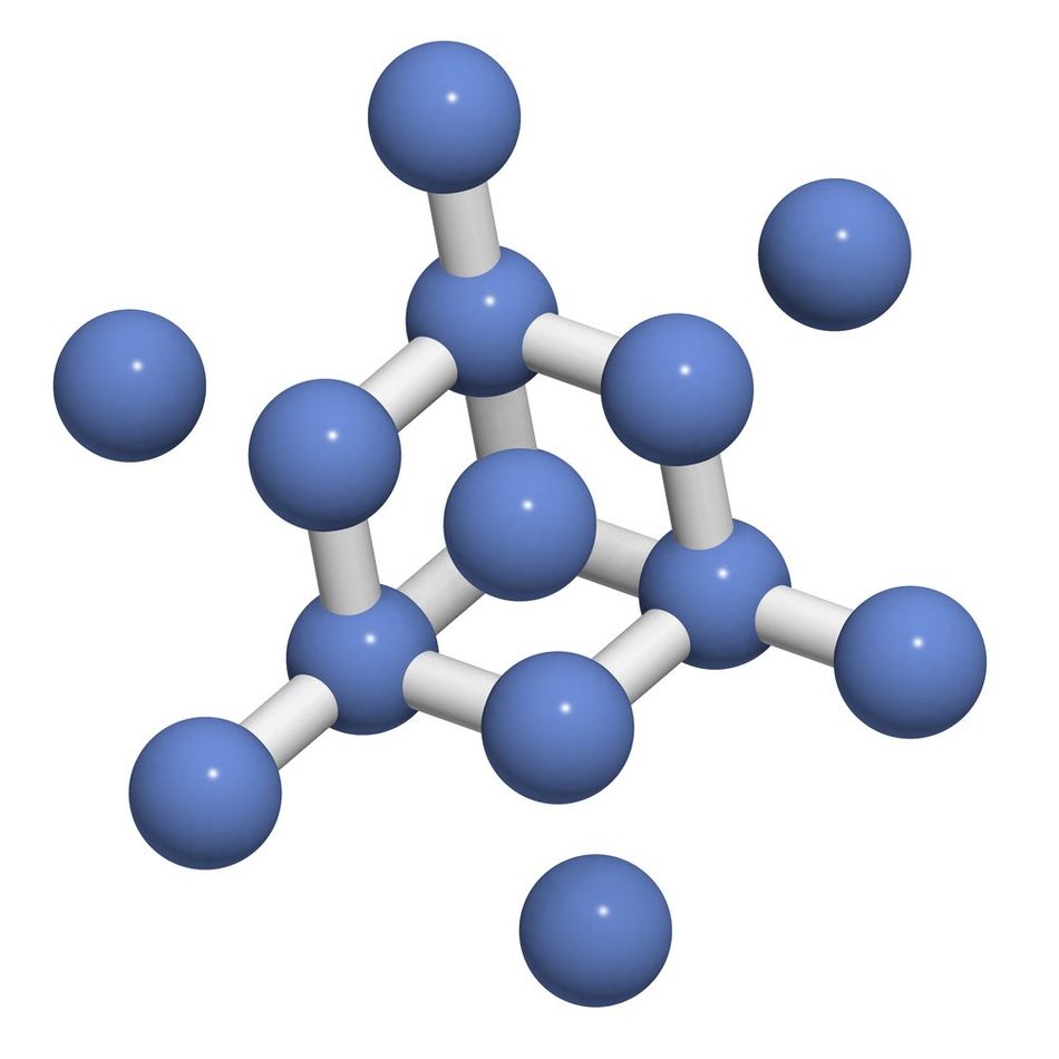 3D illustration of Pure silicon (Si) crystal structure.