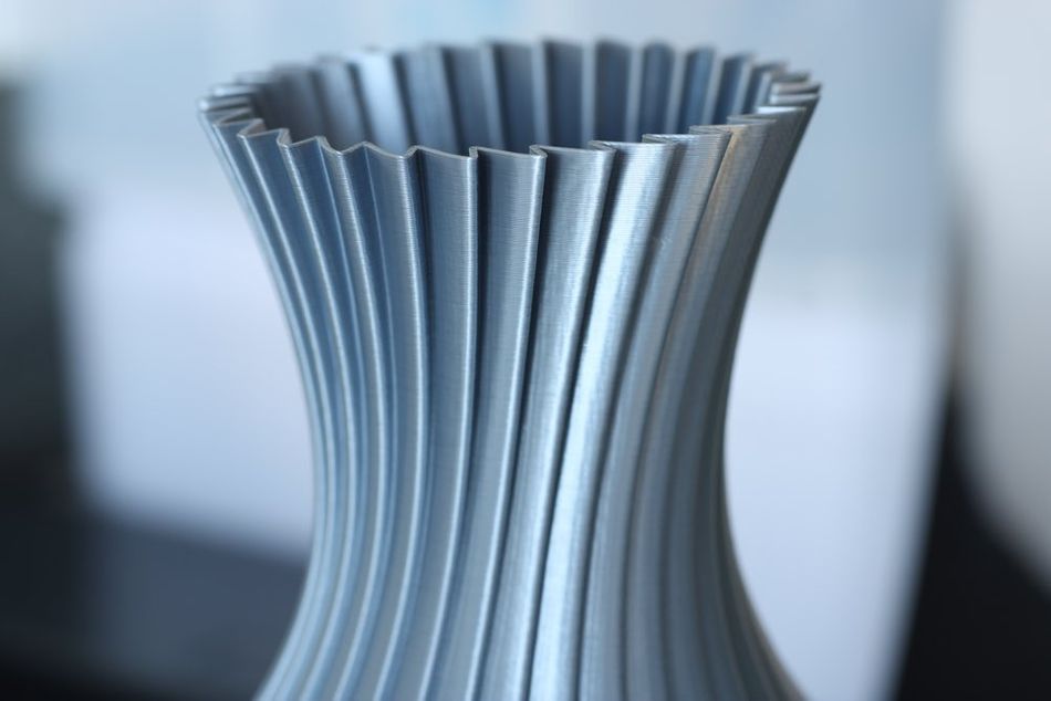 Silver geometric 3D printed vase