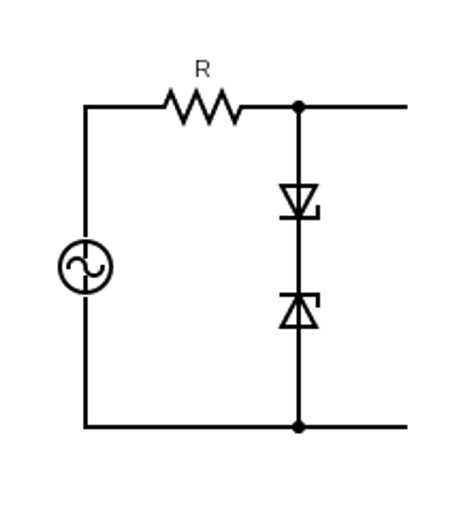 saquare wave signal from a clipping circuit using zener diode
