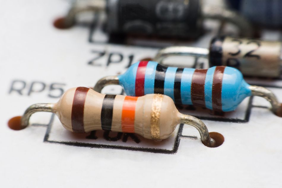 Resistors soldered on Printed Circuit Board