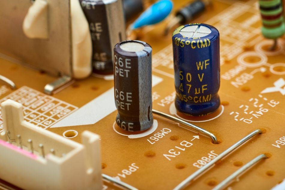 Capacitors soldered on Printed Circuit Board
