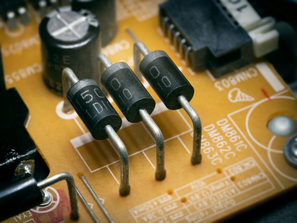 Diodes soldered on Printed Circuit Board