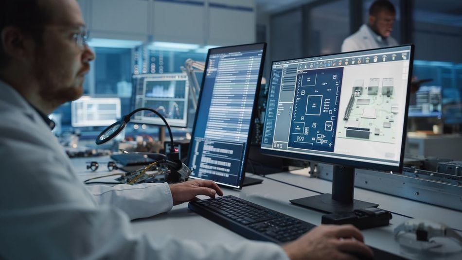 A developer works on the layout design of a semiconductor chip