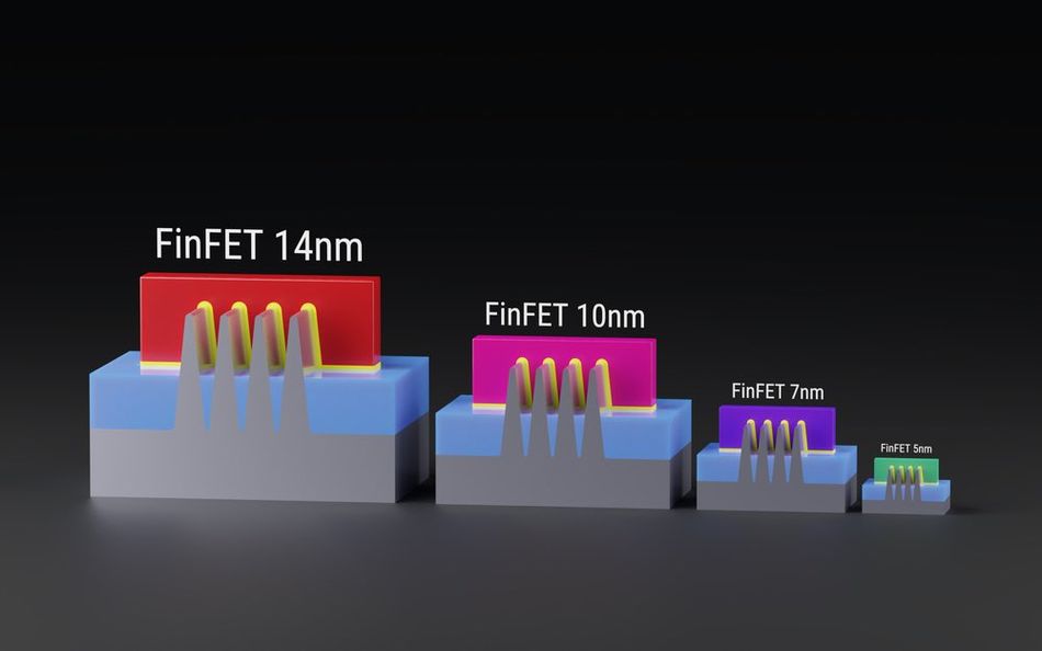 Diminishing transistor sizes are consistent with Moore's Law