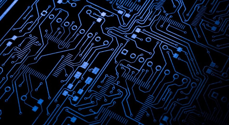 Circuit traces on a bare PCB 