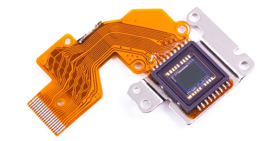 Flexible Printed Circuit (FPC) of a photo chip from an old compact camera