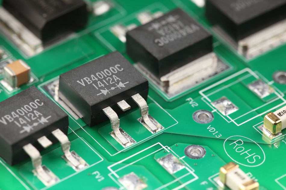 Schottky Diodes & Rectifiers mounted on PCB for Application Specific Integrated Circuits