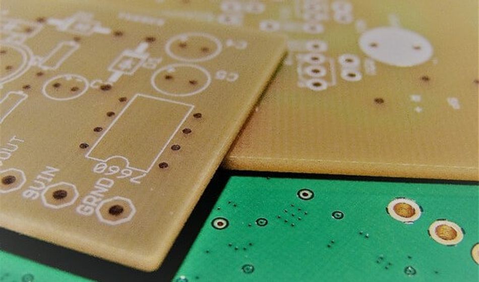 Standard PCB with exposed FR4 substrate