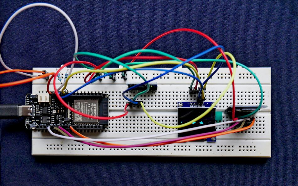 ESP-32 Development Board hooked up to an Accelerometer Sensor, OLED Display and an SD Card module