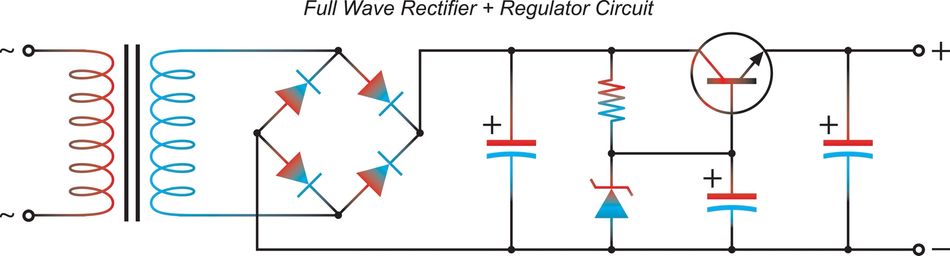 A zener diode connected in parallel to a load for voltage regulation