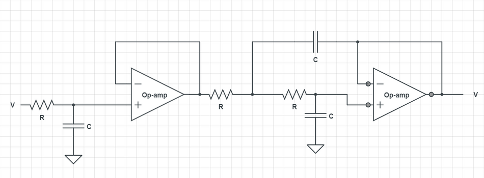 Sallen-Key low-pass filter schematic