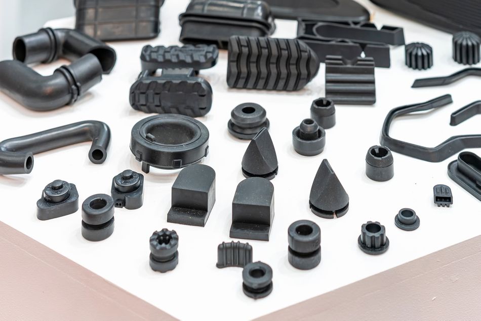 Molded rubber sample parts as per EMI gasket geometries different applications