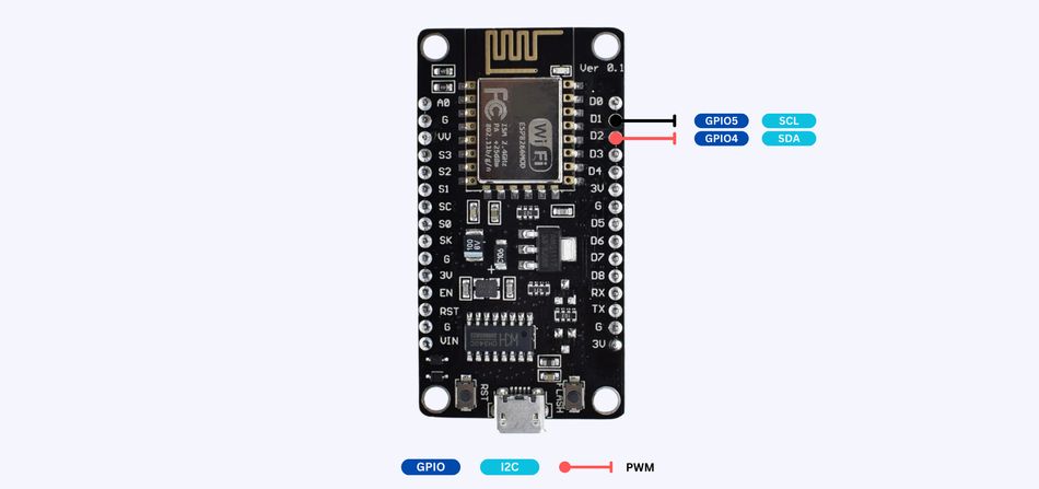 ESP8266 NodeMCU Board I2C Pins