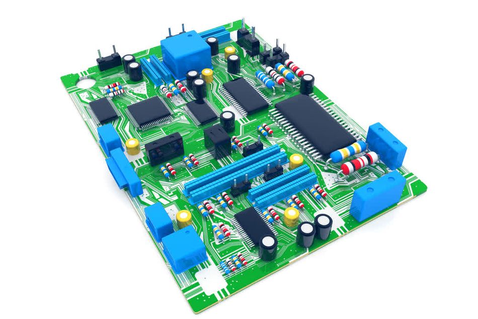 This 3D computer-generated model of a printed circuit board provides a clear view of its internal structure and component layout, potentially paving the way for its creation through additive manufacturing.