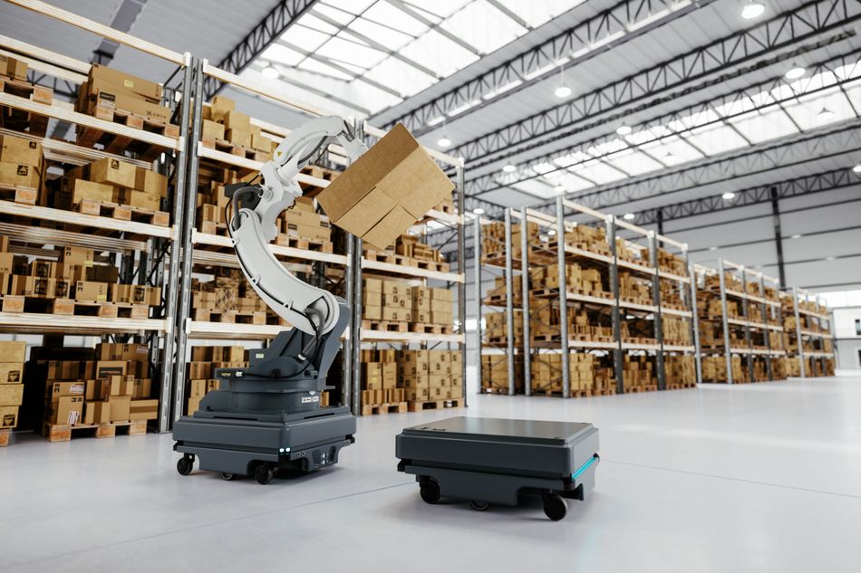 Automation with AGV and Robotic Arm in Smart Distribution Warehouse