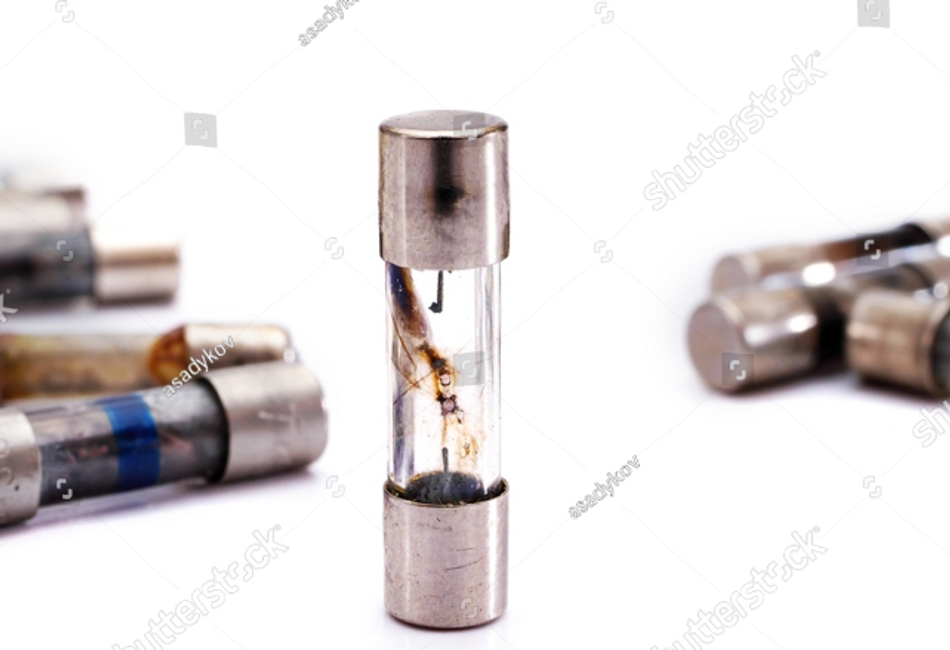 A burned out fuses due to short circuit 