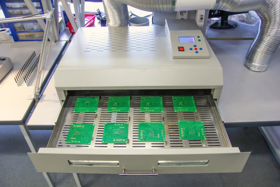 An infrared soldering oven