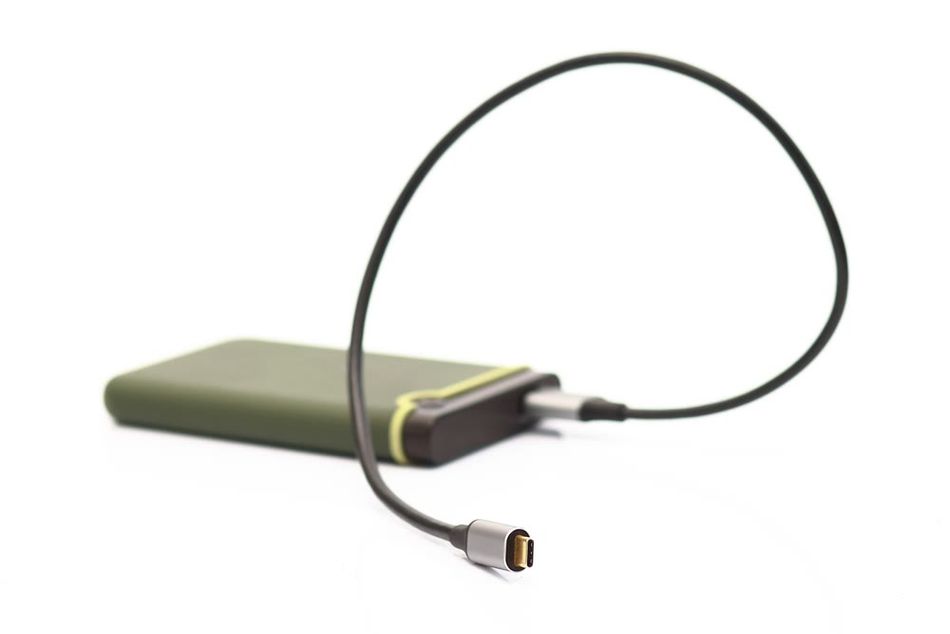 A portable SSD can connect to a laptop via USB-C