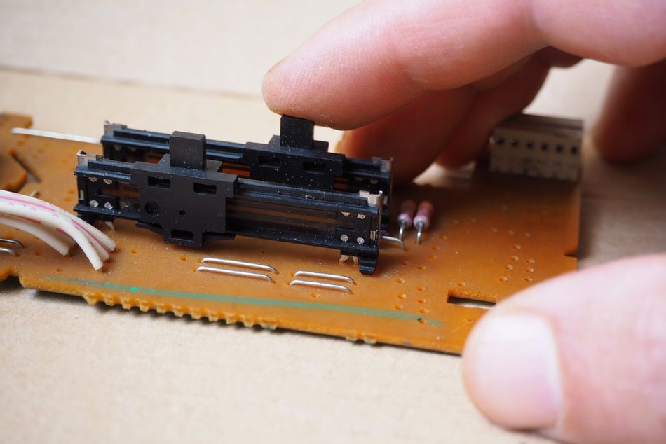 Variable Resistor - Straight Slide Potentiometer on Electronic Circuit Board