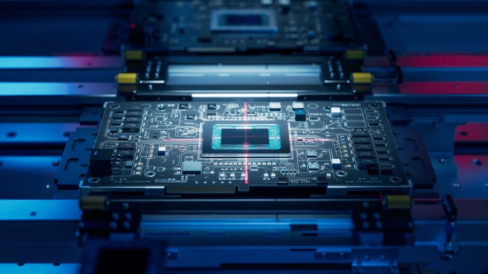 PCB with Advanced Processing Unit inside Component Installation Machine