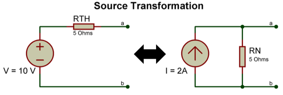 Demonstration of Source Transformation with DC sources
