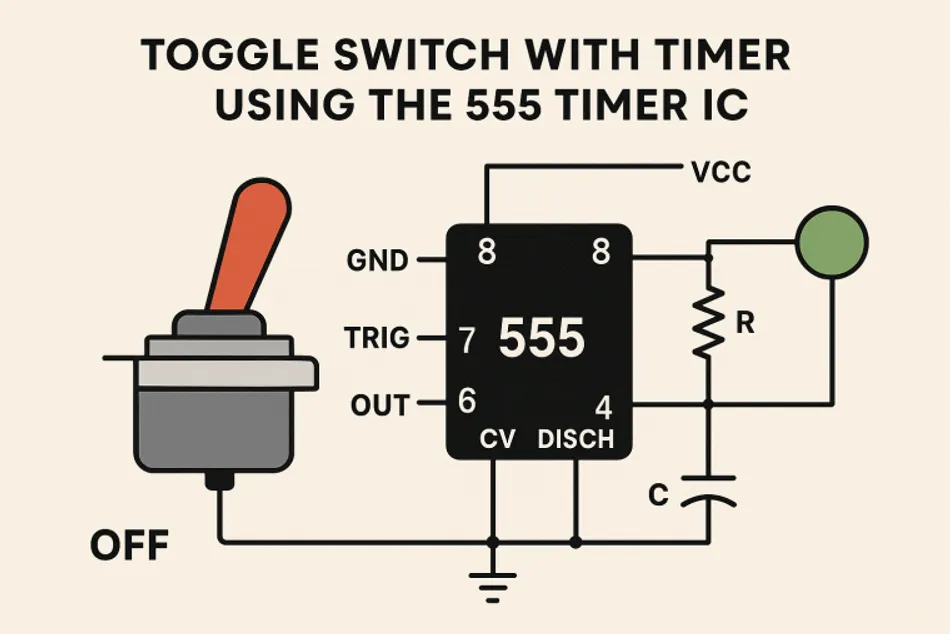 Toggle Switch with Timer using the 555 Timer IC