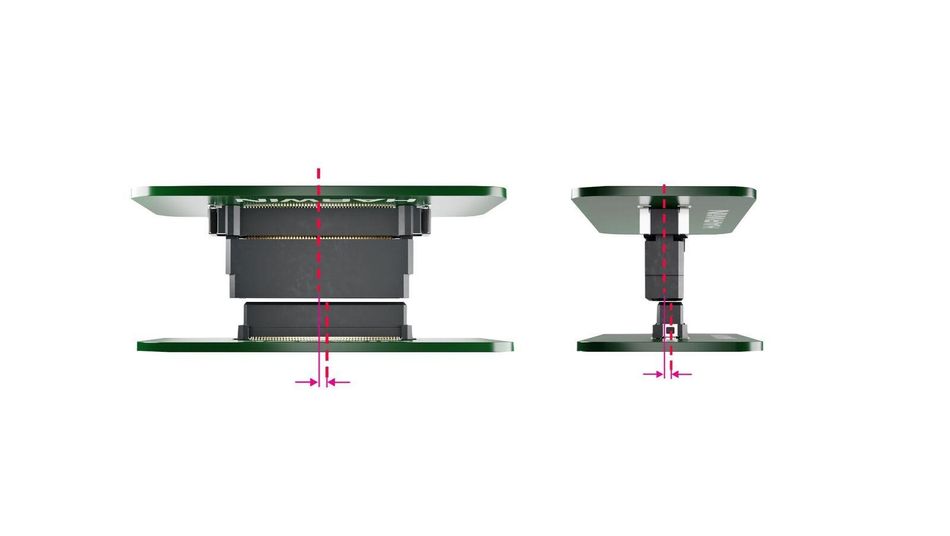 Misalignment issues can be mitigated by the addition of floating connectors. Those like Harwin’s Flecto range can withstand ±0.5mm misalignment in both the X and Y axes; Source: Harwin