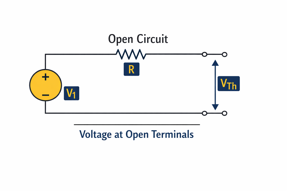Circuit showing Vth,open circuit voltage when load is removed.