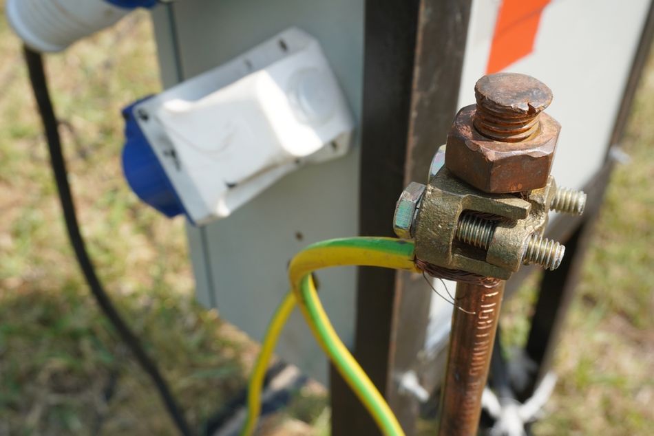 A grounding wire connected to a metal electrode for protection
