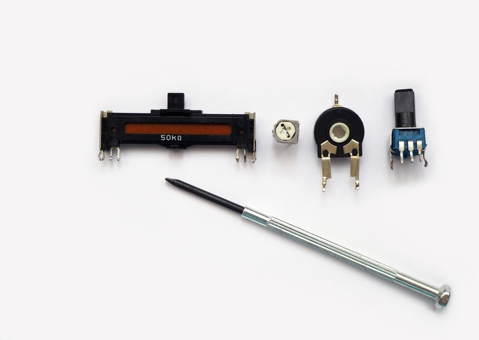 Rheostat, Rotating Contact and Sliding and Trimmer (Trimpot) Potentiometers