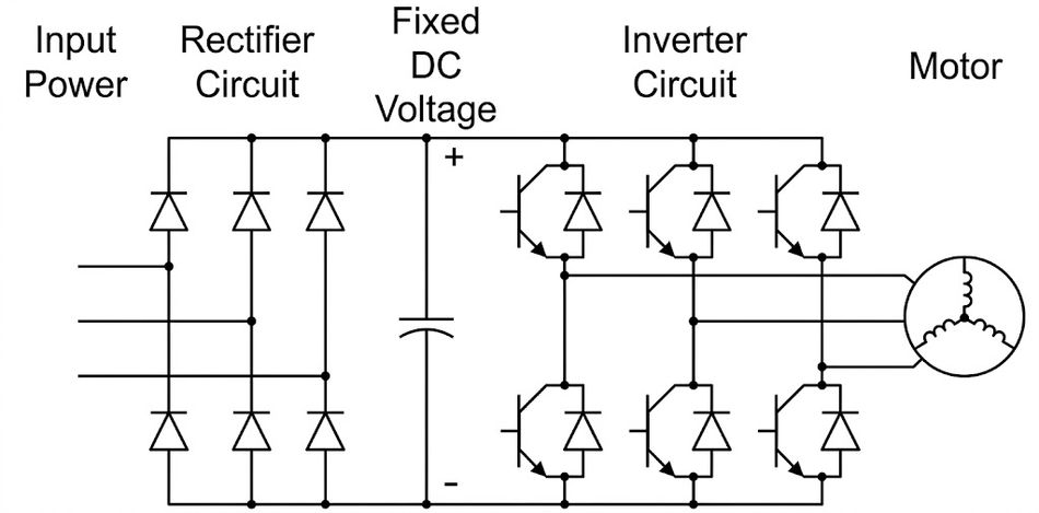 Circuit Diagram of a Variable Frequency Drive (VFD)