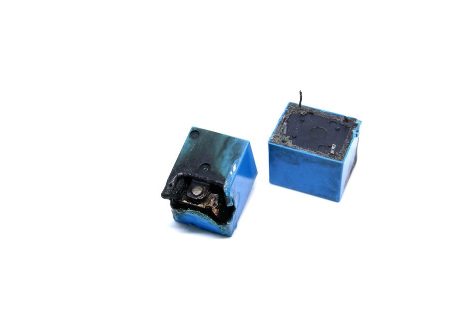 Relays can burn out due to excessive voltage or currents