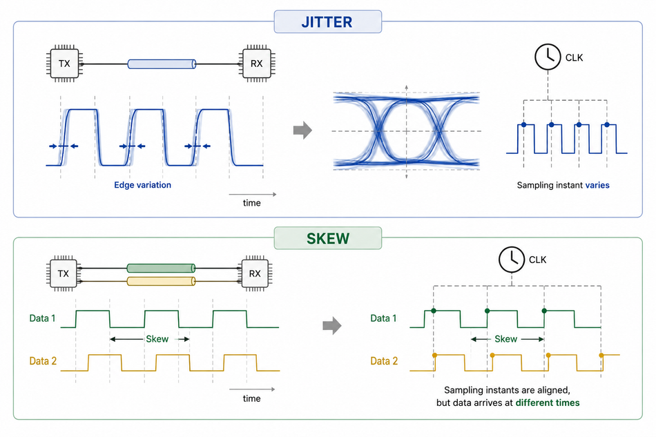 A comparison of Jitter and Skew