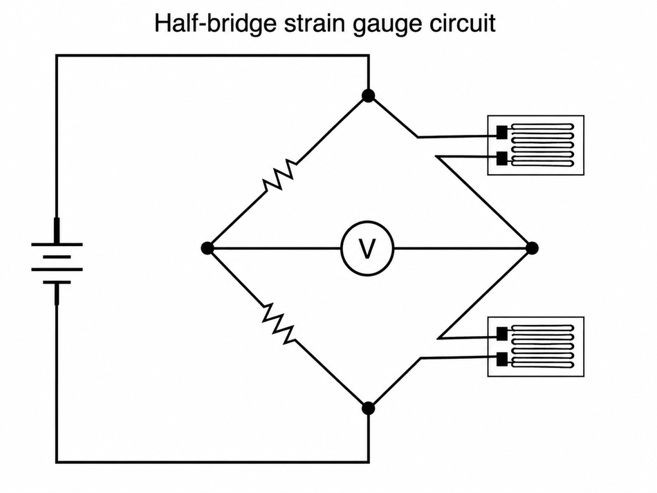 Half-bridge strain gauge circuit