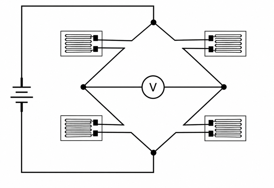 Full-bridge strain gauge circuit.