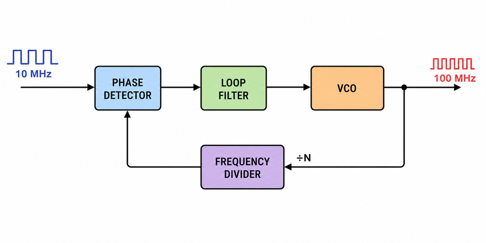 Basic block diagram of a Phase-locked Loop
