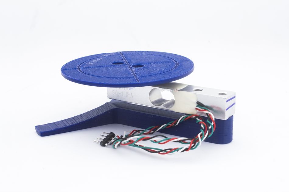 3D Printed Blue Load Cell with Mounting Bracket, Used with Arduino