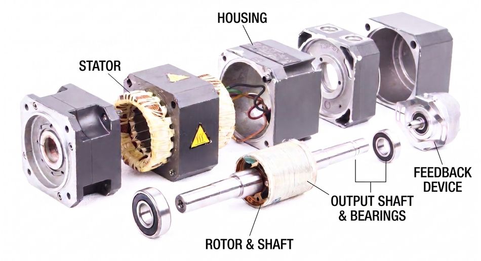 Disassembled Industrial Servo Motor