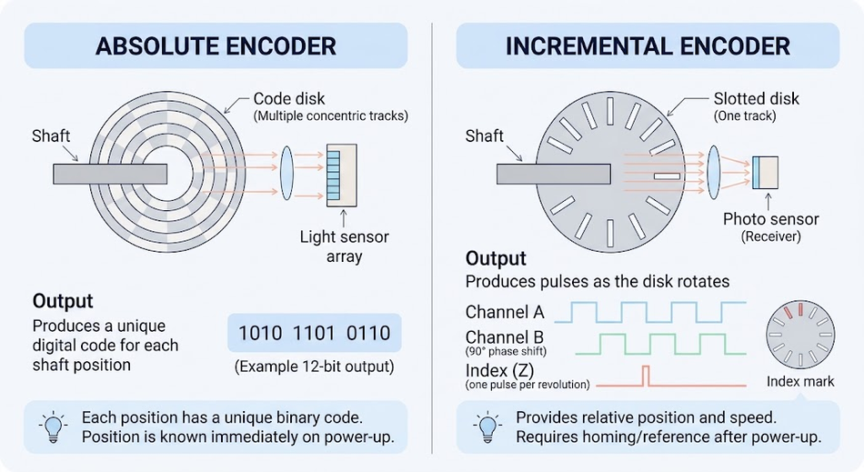absolute encoder and incremental encoder
