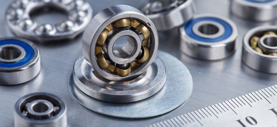 Metal bearings on a table